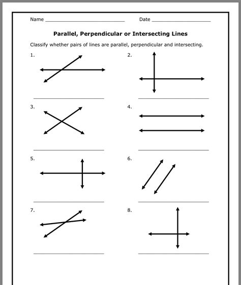 Parallel And Perpendicular Lines Activities