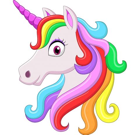 Premium Vector Cute Rainbow Unicorn Head Mascot