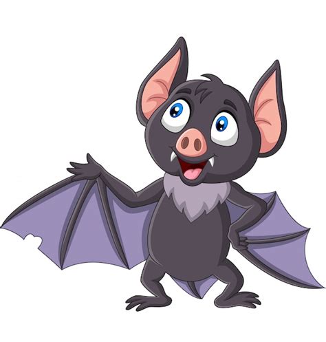 Premium Vector Cute Bat Cartoon Waving Isolated On White