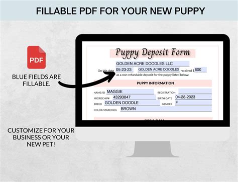 Breeder Puppy Deposit Form Puppy Bundle New Pet Fillable Pdf Puppy