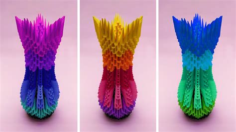 How To Make A 3d Origami Gradient Vase Youtube
