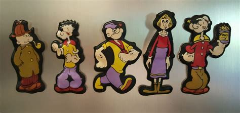 1974 Popeye Olive Oyl Poopdeck Pappy Castor Oyl Magnets