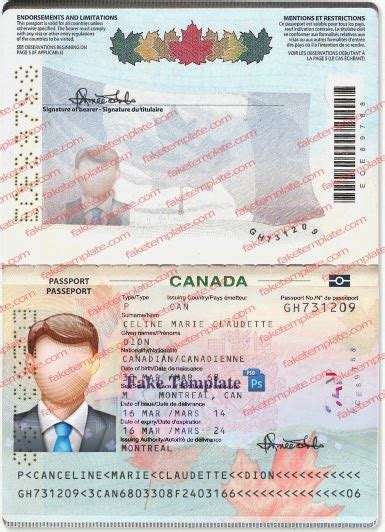 Canadian Passport Template Fill Out And Sign Printabl