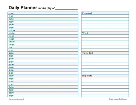 Daily Planner Templates Printable