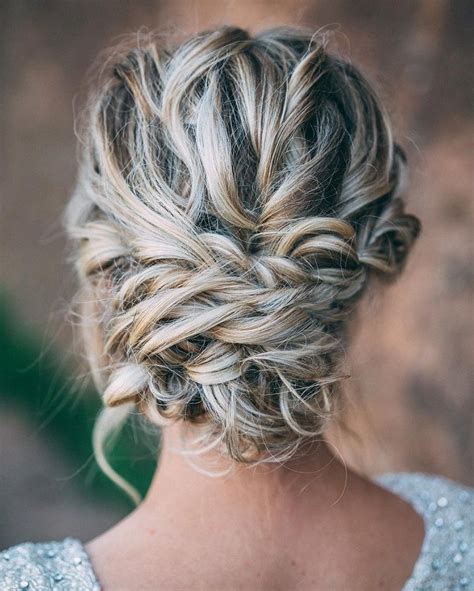 Beautiful Messy Braid Updo Wedding Hairstyle For Romantic Brides