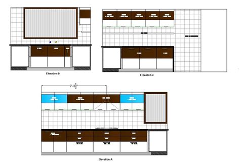 Modular Kitchen Elevation And Furniture Design 2d Autocad Drawing Free