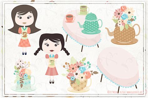 Tea Party Clipart And Vector Graphics By Michelle Alzola Thehungryjpeg