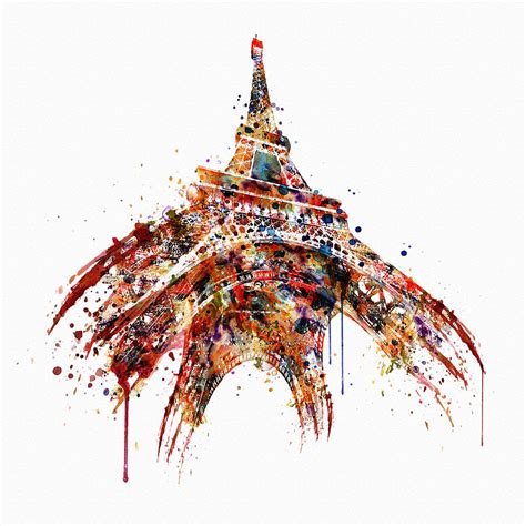 Eiffel Tower Watercolor Mixed Media By Marian Voicu