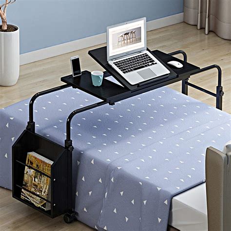 Buy Overbed Table With Wheels Adjustable Over Bed Computer Desk Mobile Laptop Cart Stand
