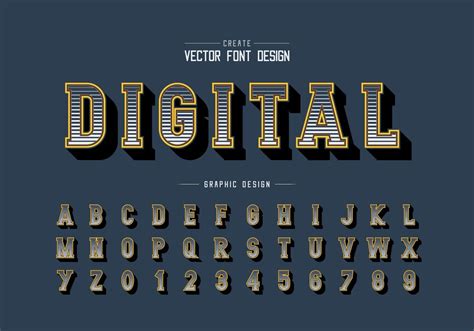 Line Font And Alphabet Vector Digital Writing Style Typeface Letter