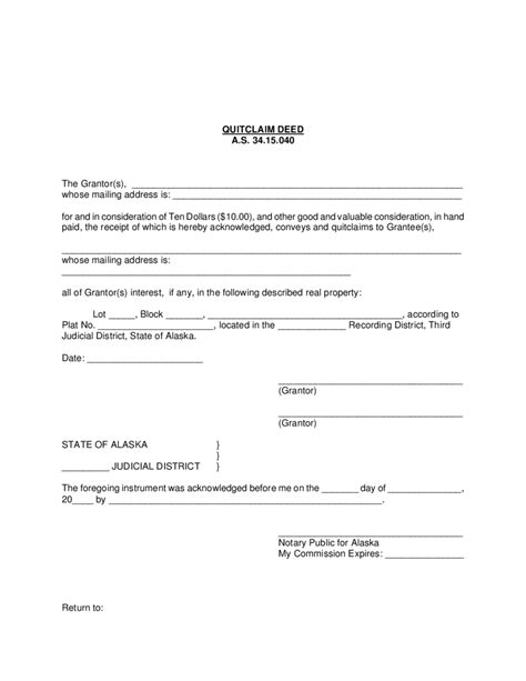 2019 Quit Claim Deed Form Fillable Printable Pdf
