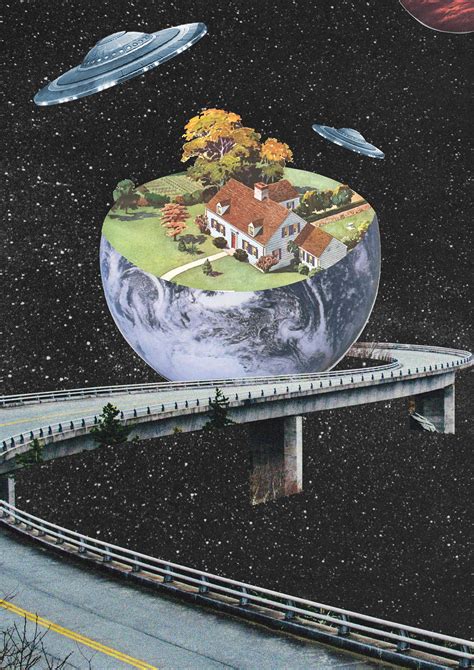 A4 A5 Collage Poster Space Highway Surrealism Art Etsy In 2021