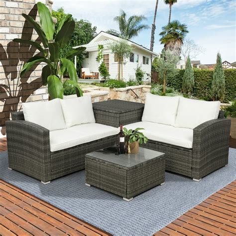 Enyopro 4 Piece Patio Furniture Set All Weather Outdoor Sectional Sofa