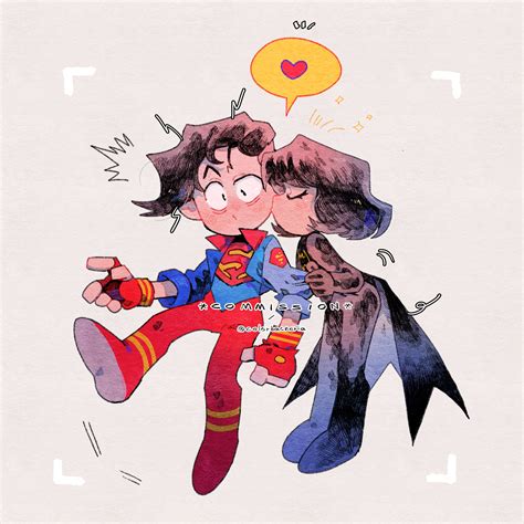 Artwork Batgirl Kissing Superboy Casskon Chibi By Colorbacteria