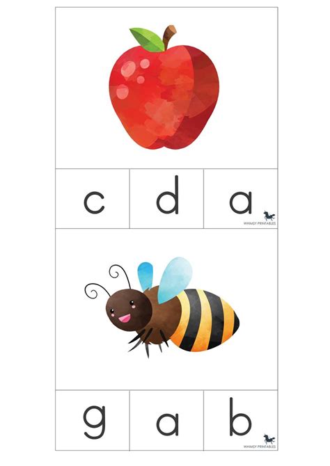 Alphabet Clip Cards Abc Words Preschool Learning Literacy