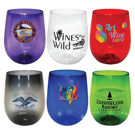 Promotional 12 Oz Plastic Stemless Wine Glass Personalized With Your Custom Logo