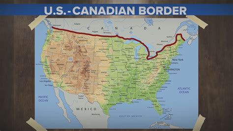 Drab Map Of Canada And Usa Border States Free Vector Kodeposid
