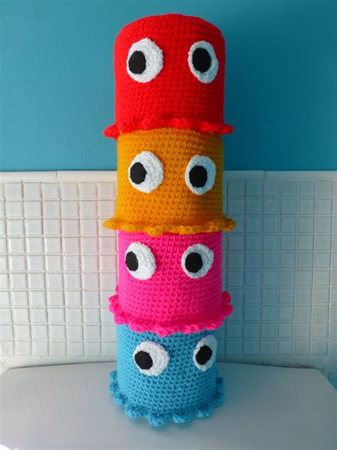 Hand knitted metalica doll toilet roll cover. Crochet toilet roll covers | Crochet toilet roll cover ...