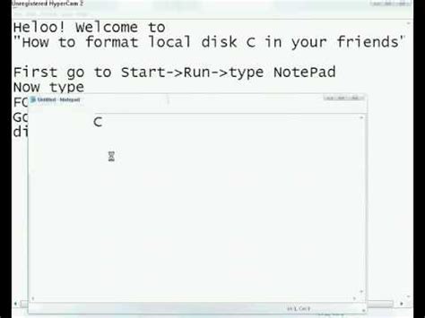 The installation procedure itself provides the interface to format your local disk c or the whole hard disk. How to Format local disk C in your friends - YouTube