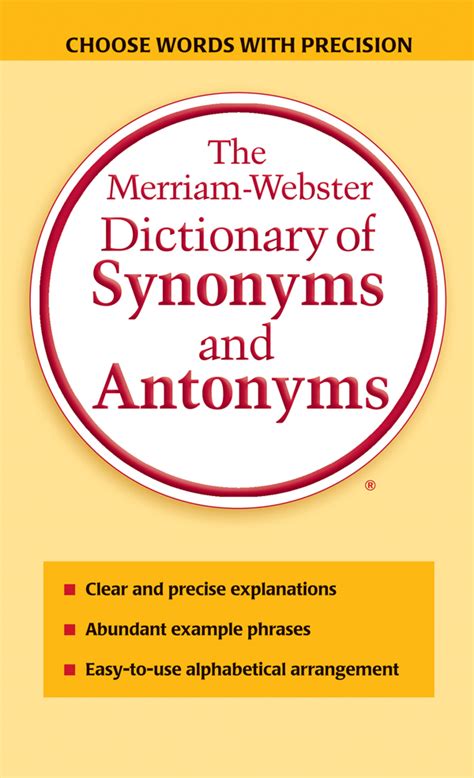 Buy The Merriam Webster Dictionary Of Synonyms And Antonyms
