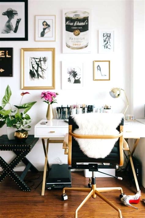 Here are 20 home office design ideas that will make you want to work all day! Office Ideas: Glamorous Chic Home Office Black Desk Chair ...