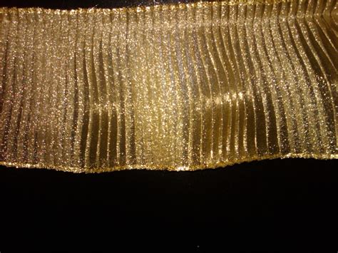 Gold Crystal Pleated Sparkle Organza Fabric Trim By Trimsnmore