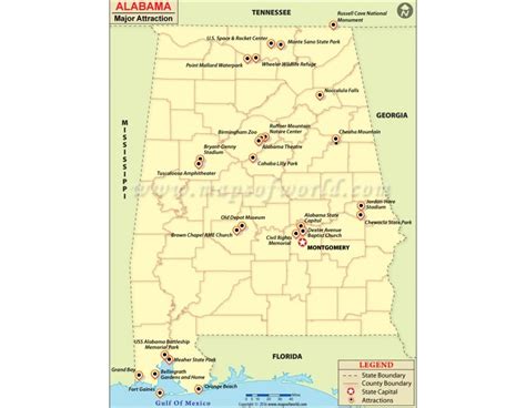 Alabama Tourist Attractions Map