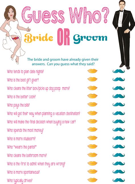 Baby shower family feud game, baby shower trivia game, gender reveal trivia, couples shower trivia, twins baby shower game, instant download. Fun Bridal Shower Game | Printable bridal shower games, Fun bridal shower games, Bridal shower games