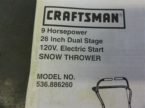 Craftsman 536886260 Snow Thrower Owners Manual With Illustrated Parts
