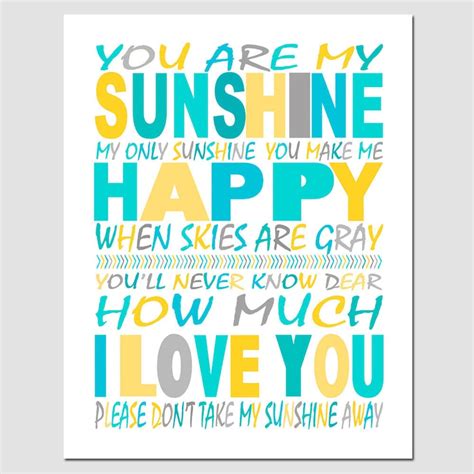 You Are My Sunshine My Only Sunshine 8x10 Print Kids Wall Etsy