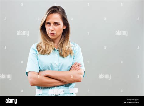 Angry Nurse Thinking About Something Stock Photo Alamy