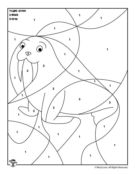 Enjoy these fun and fresh australia day coloring pages for kids related to the typical australia day celebrations and other entitled include graphics. Walrus Color by Number | Woo! Jr. Kids Activities