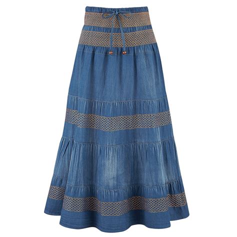 Tiered A Line Denim Prairie Skirt Collections Etc