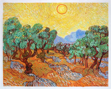 Olive Trees With Yellow Sky And Sun Vincent Van Gogh Paintings
