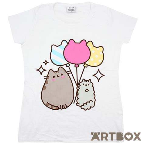 Buy Pusheen The Cat And Stormy Balloons T Shirt White Xl At Artbox