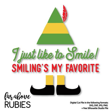 I Just Like To Smile Smilings My Favorite Elf Hat Shoes Svg Dxf