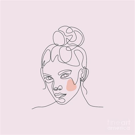 Womans Head Single Line Art Print Minimalist Woman Line Drawing Simple Line Art Female Face