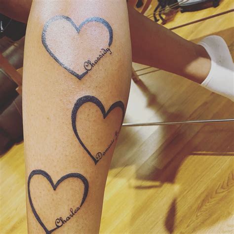Three Hearts Names Tattoo Heart Tattoos With Names Heart Tattoo Heart Tattoo Designs