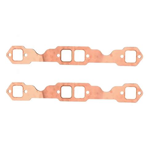 2pcs Square Port Copper Plating Header Exhaust Gaskets Reusable Fit For
