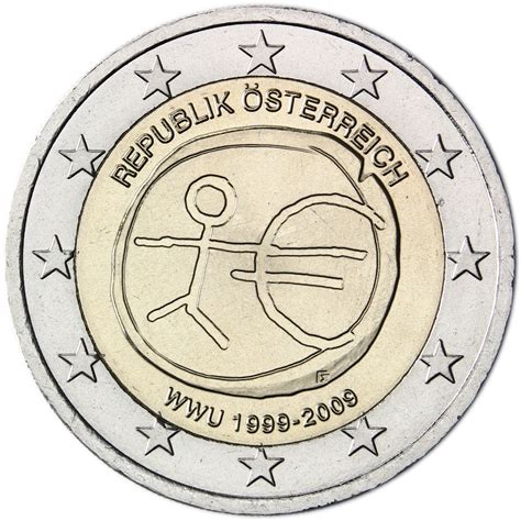 Austria 2 Euro 2009 10th Anniversary Of The Emu And The Birth Of The
