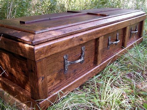 Buy Hand Crafted Reclaimed Wood Custom Casket With Wrought Iron Handles