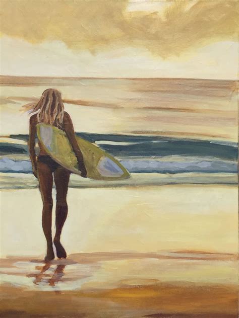 Surfer Girl At Sunset By Te Moana This Painting Is Of A Blonde