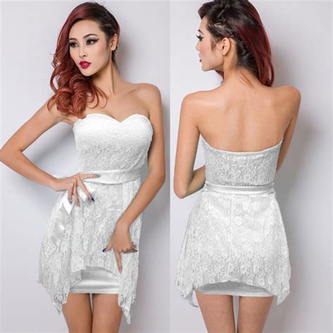 Sexy Hot Sale White Lace Strapless Mini Dress N10086