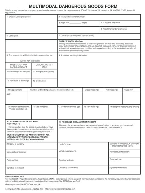 Multimodal Dangerous Goods Form Pdf Fill Out And Sign Printable Pdf