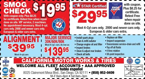 Auto Repair Coupons And Specials Kearny Mesa San Diego