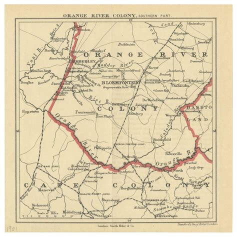 Antique Map Of The Southern Part Of The Orange River Colony By Stanford