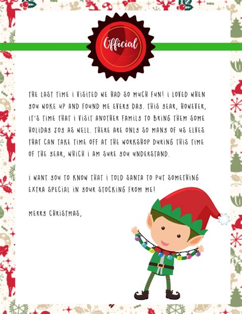 Elf On The Shelf Goodbye Letter Free Printable