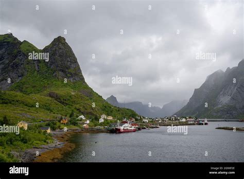 Moskenes Norway 20 July 2021 Fishing Boats In The Harbor And