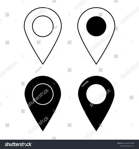 Set Map Pin Icons Outline Silhouette Stock Vector Royalty Free