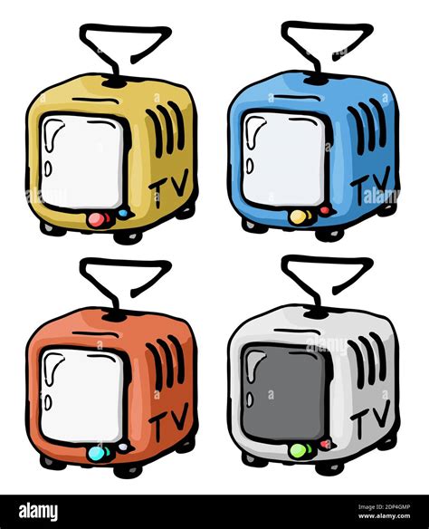 Television Set Cartoon Color Drawing Vector Illustration Horizontal
